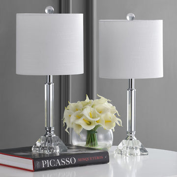 Dana 19.5" Crystal Column/Metal LED Table Lamp - JONATHAN Y